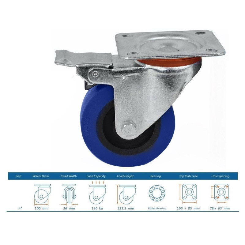 Australian Roadie AR-SC4BLW Swivel Castor with Brake