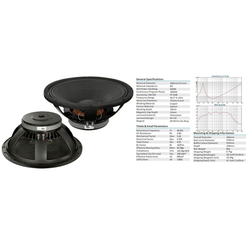 Crius Tech FB-1575G 15" Bass Driver